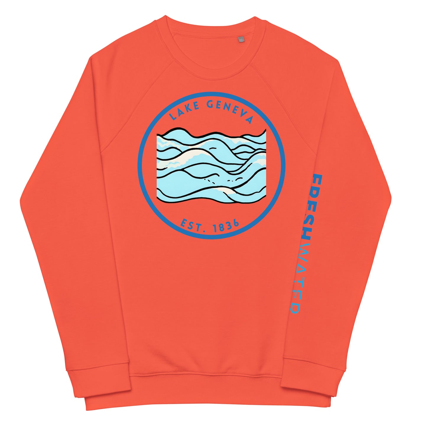 Lake Geneva Wisconsin Freshwater Waves Unisex organic raglan sweatshirt