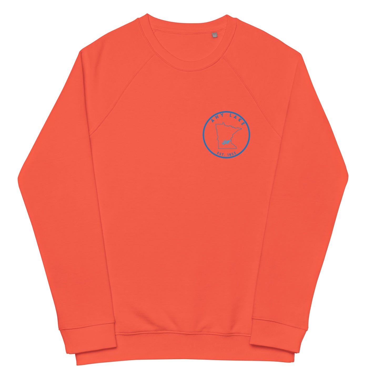 Custom Freshwater State Outline Blue Unisex organic raglan sweatshirt