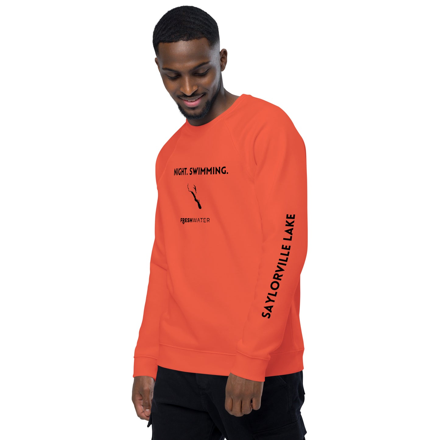Saylorville Lake Freshwater NSB Unisex organic raglan sweatshirt