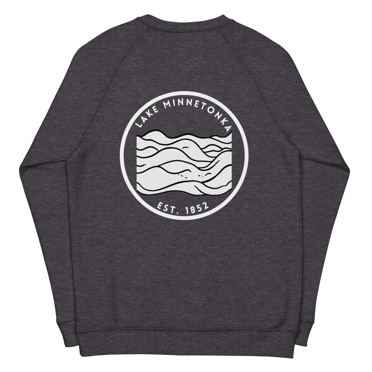 Lake Minnetonka Minnesota Freshwater Waves BW Unisex organic raglan sweatshirt