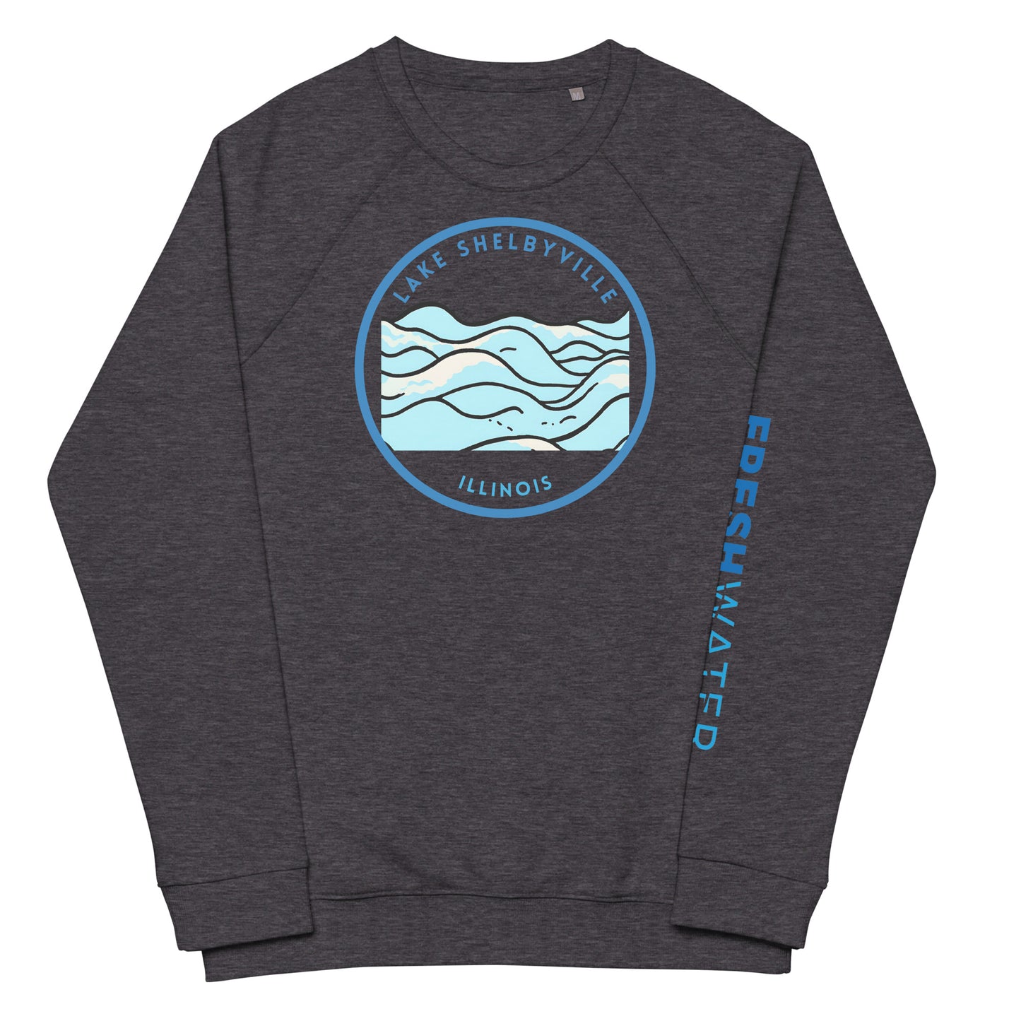 Lake Shelbyville Illinois Freshwater Waves Unisex organic raglan sweatshirt