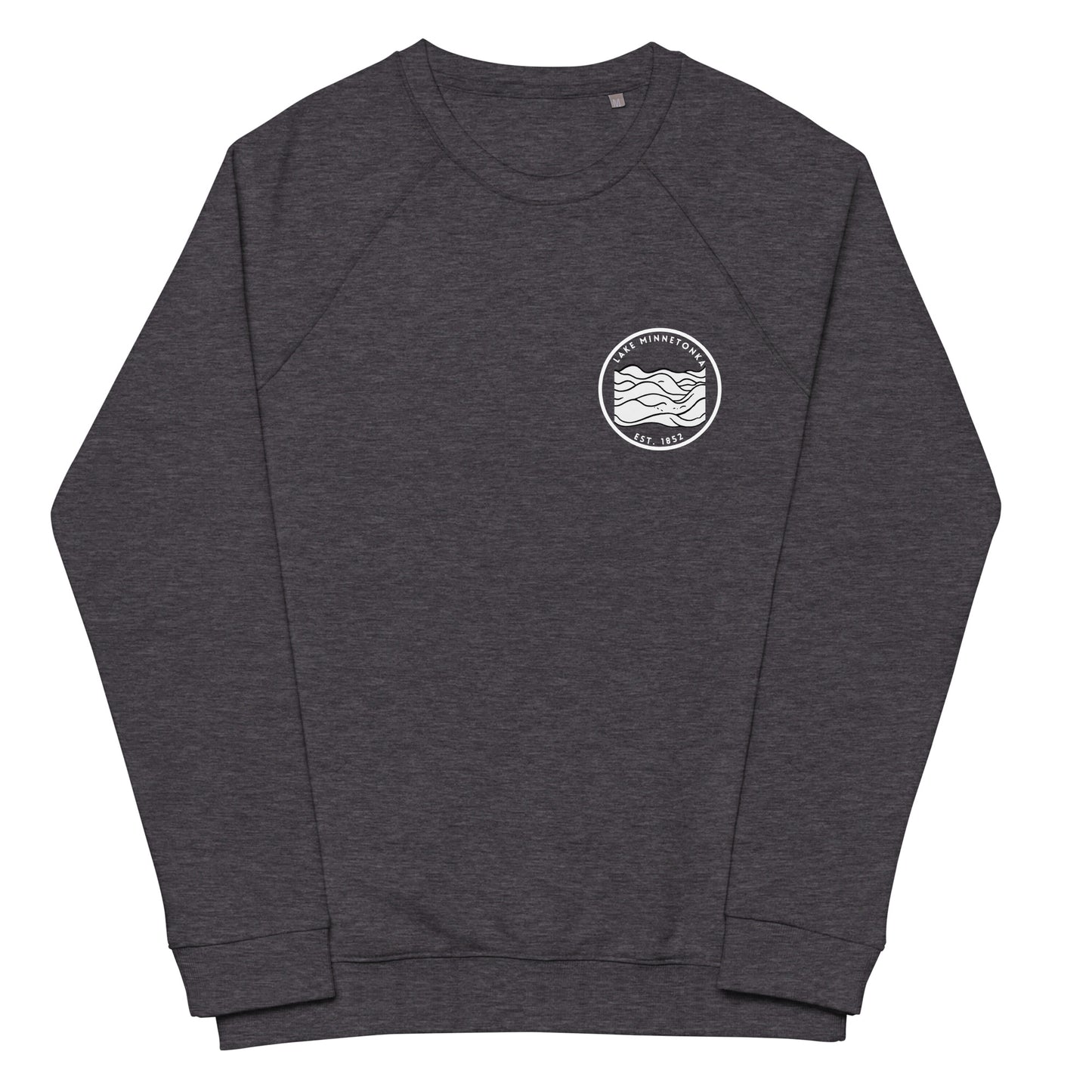 Lake Minnetonka Minnesota Freshwater Waves BW Unisex organic raglan sweatshirt