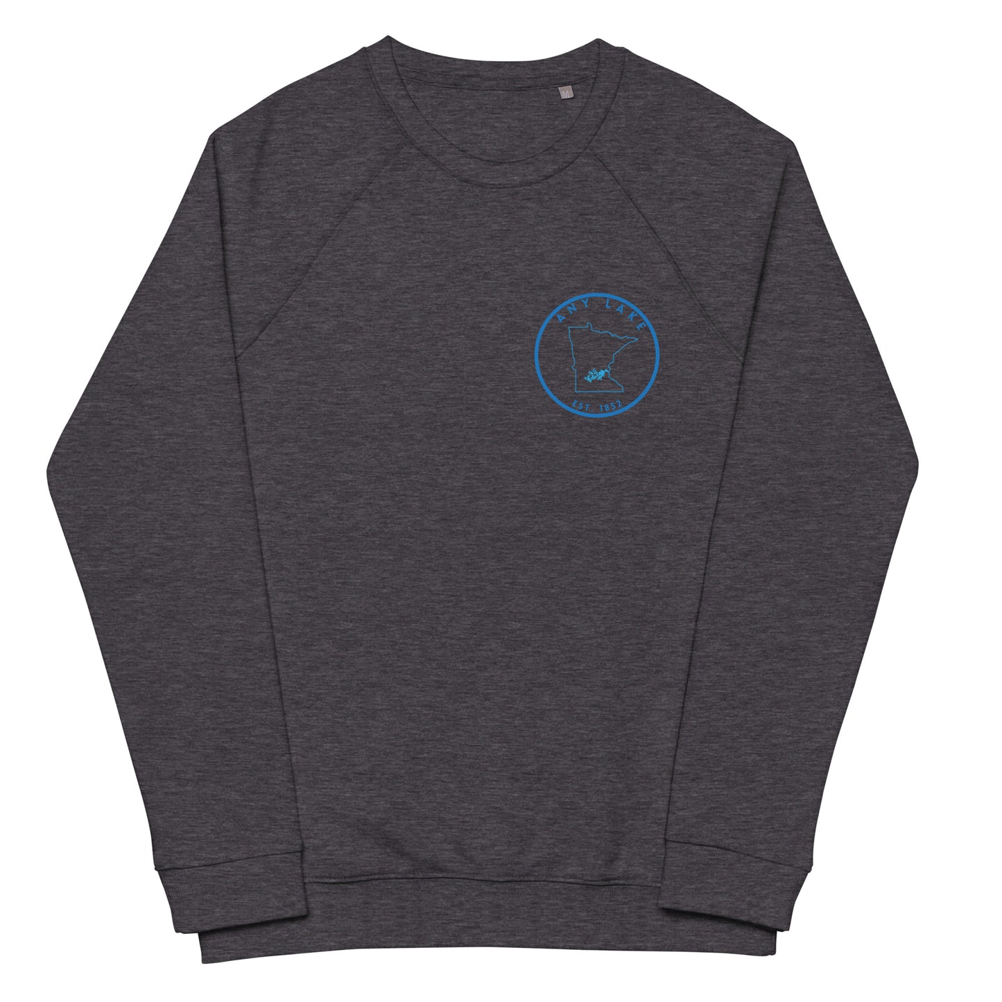 Custom Freshwater State Outline Blue Unisex organic raglan sweatshirt