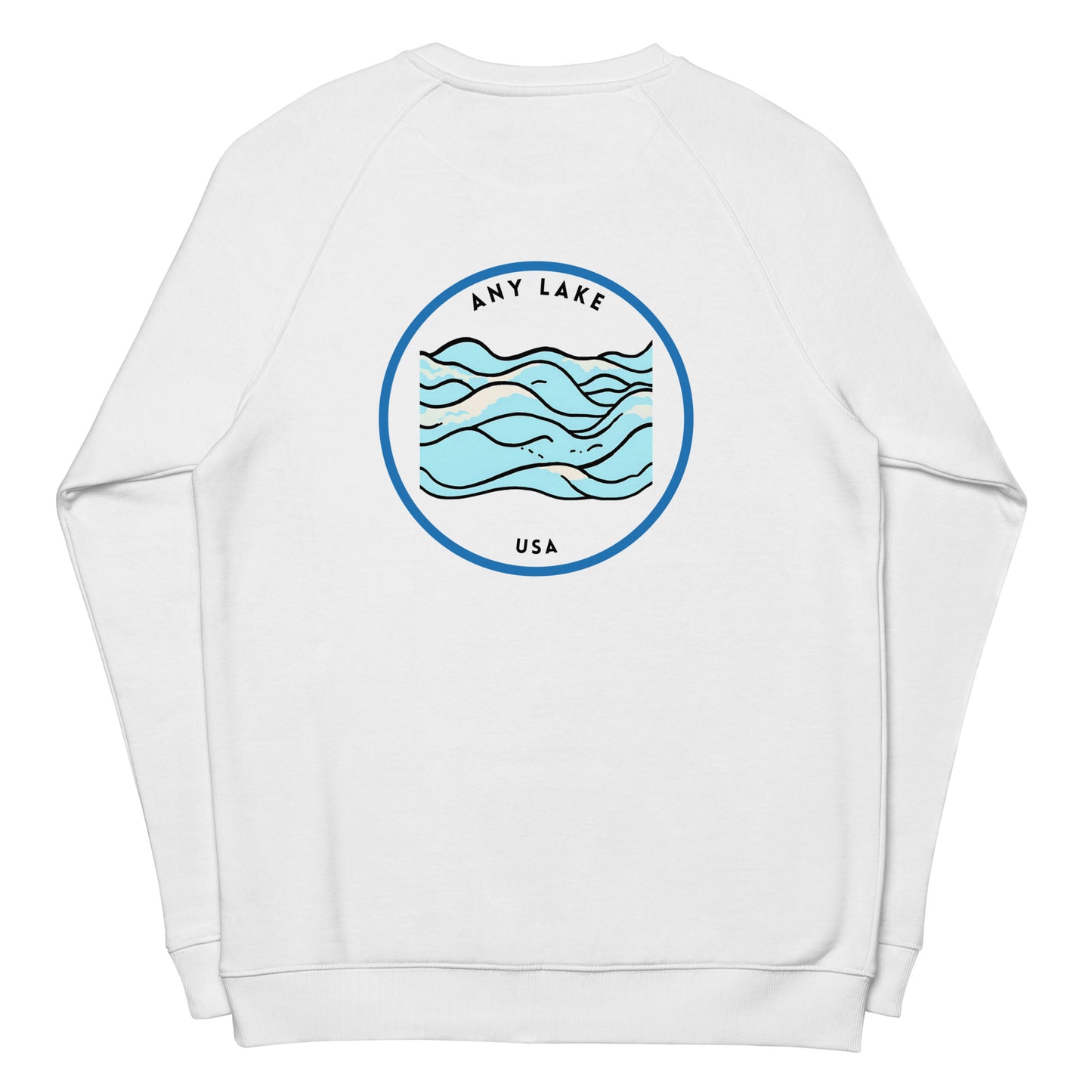 Custom Freshwater Waves Blue Unisex organic raglan sweatshirt