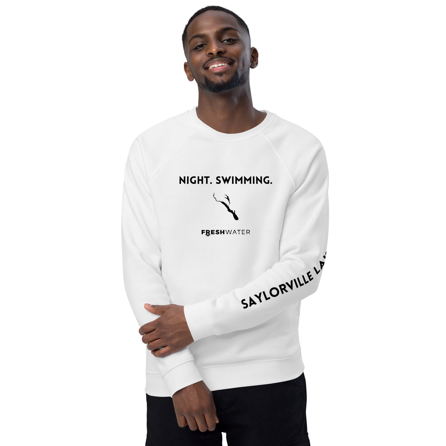 Saylorville Lake Freshwater NSB Unisex organic raglan sweatshirt