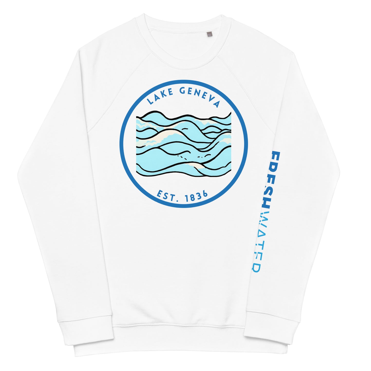 Lake Geneva Wisconsin Freshwater Waves Unisex organic raglan sweatshirt