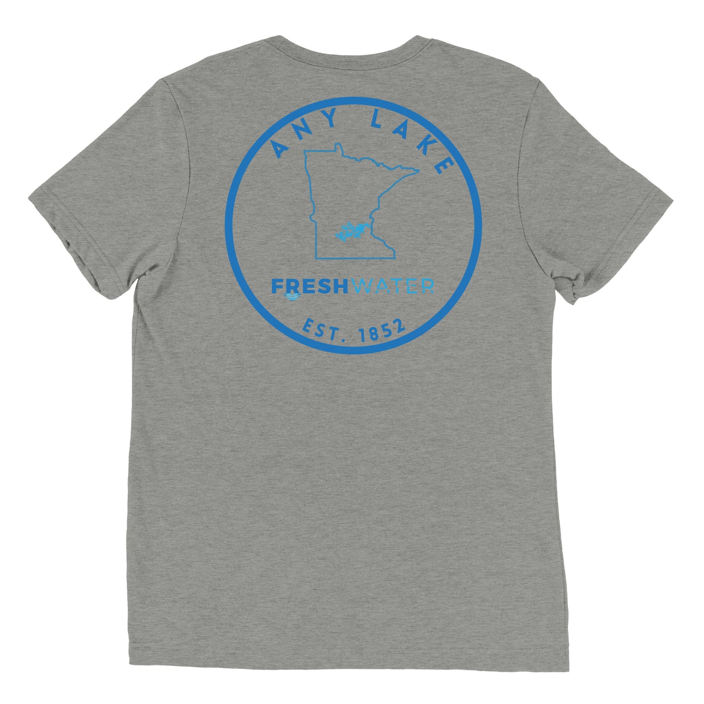 Custom Freshwater State Outline Blue Short sleeve t-shirt