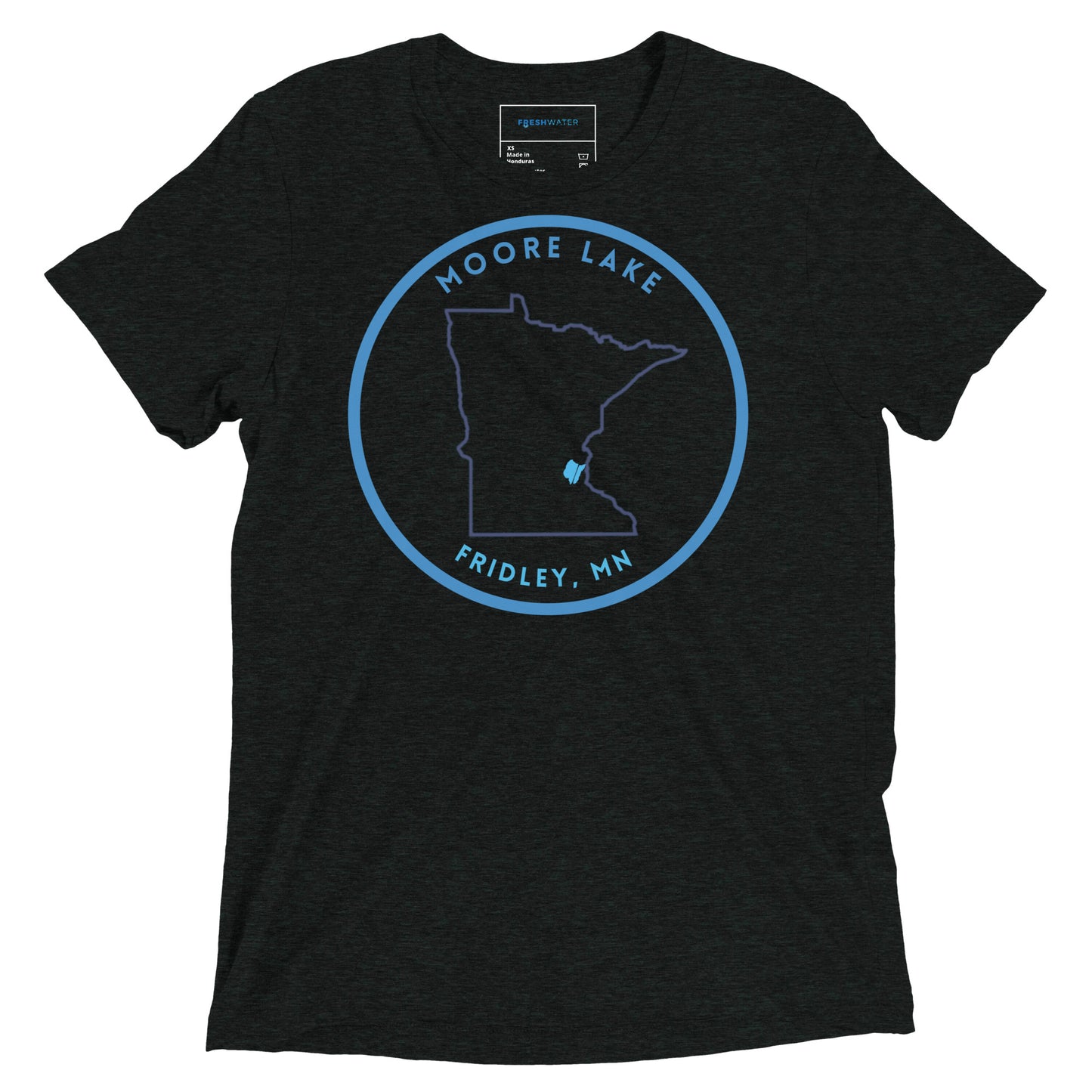 Moore Lake Minnesota Freshwater Outline Short sleeve t-shirt