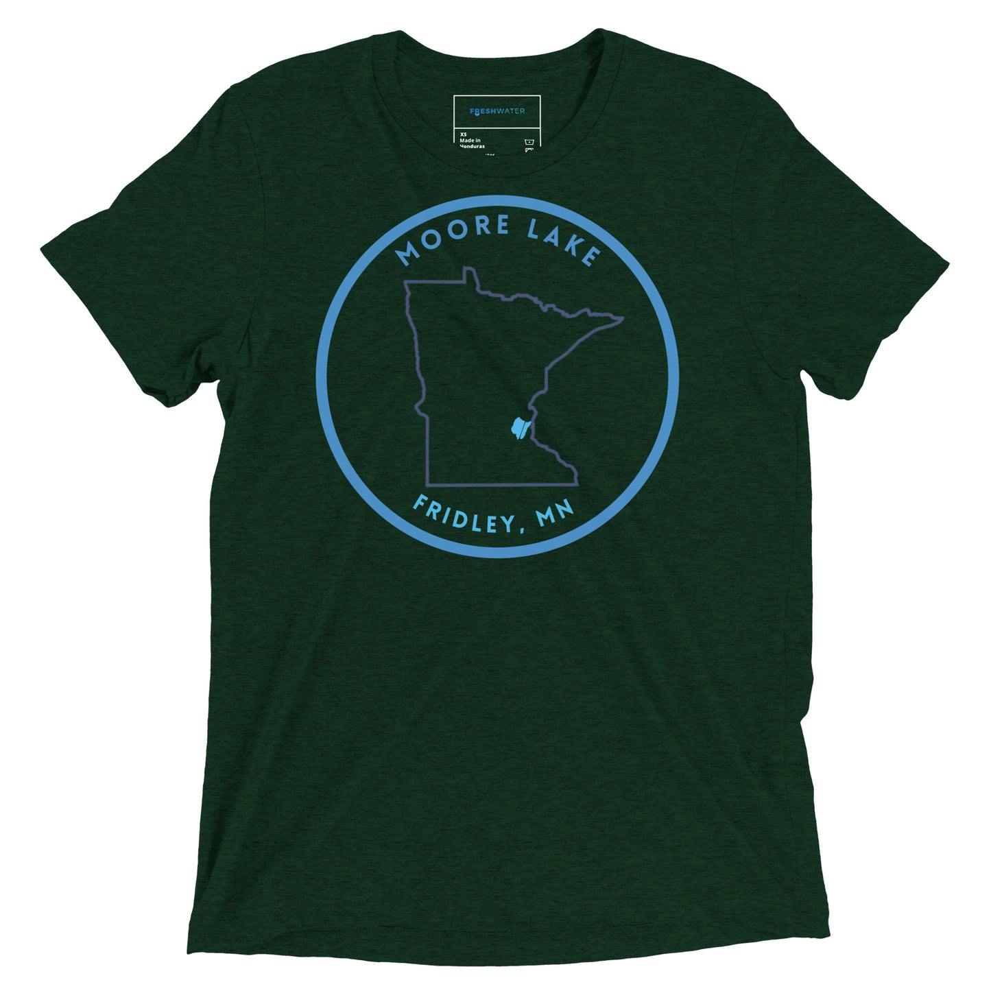 Moore Lake Minnesota Freshwater Outline Short sleeve t-shirt