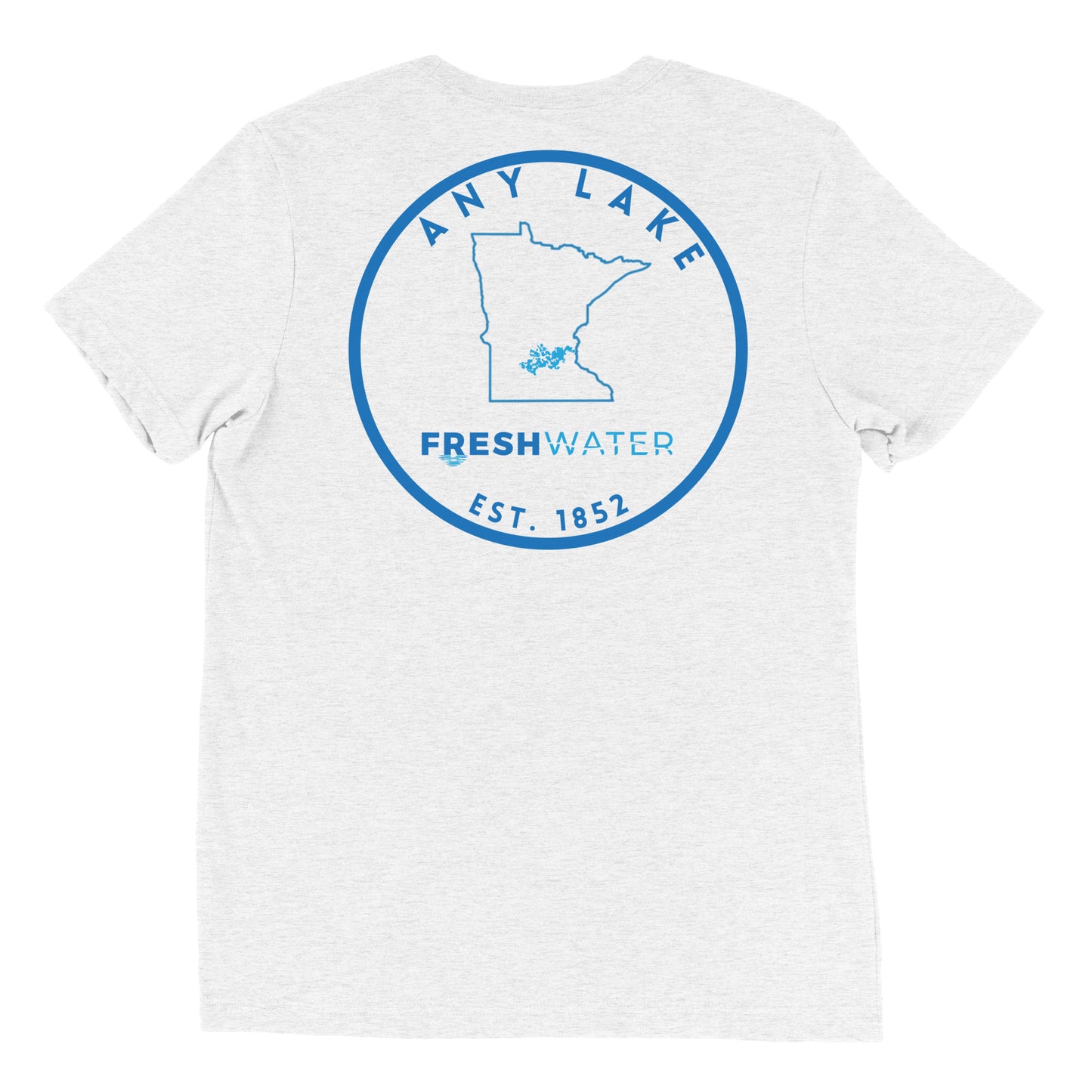 Custom Freshwater State Outline Blue Short sleeve t-shirt