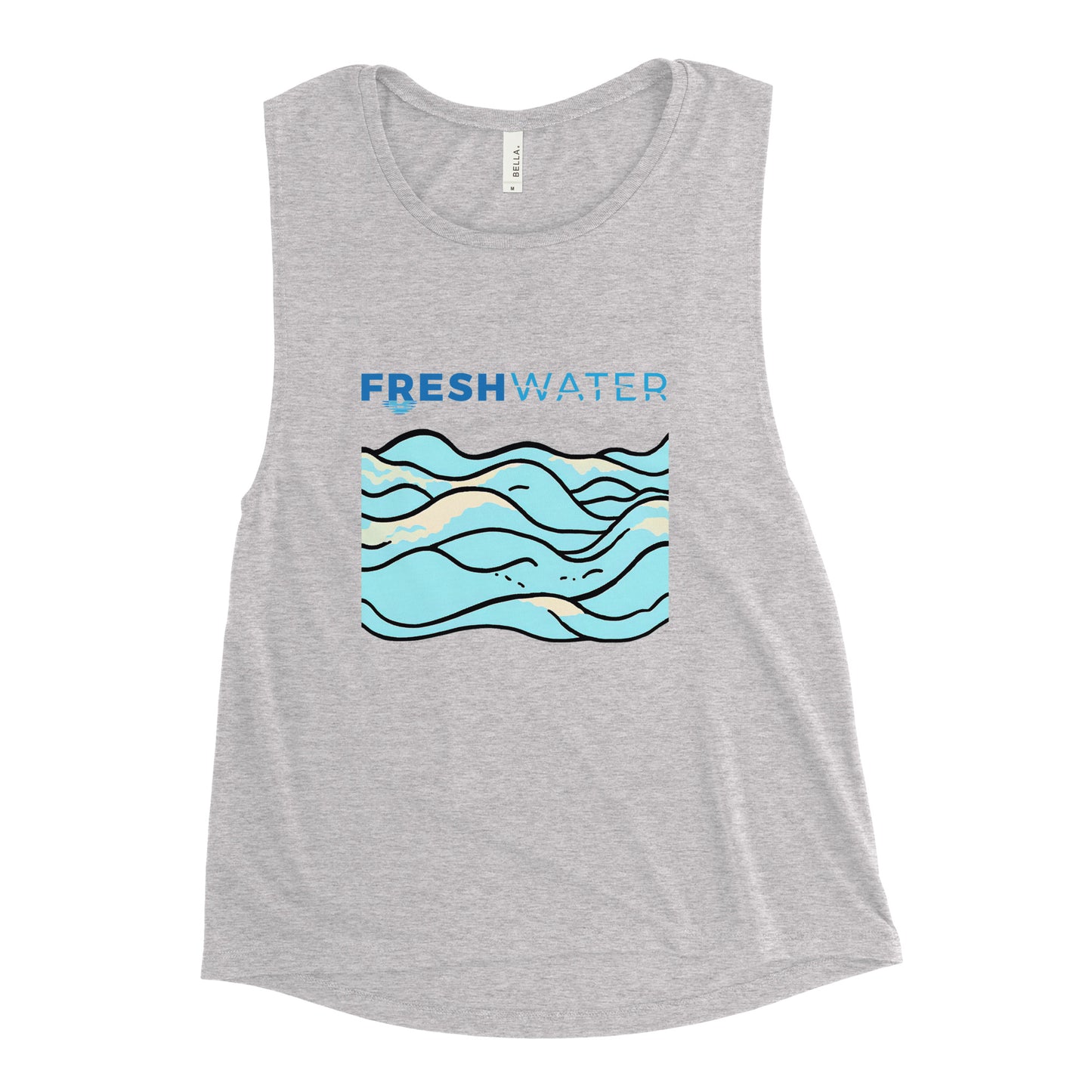 Freshwater Waves Blue Ladies’ Muscle Tank
