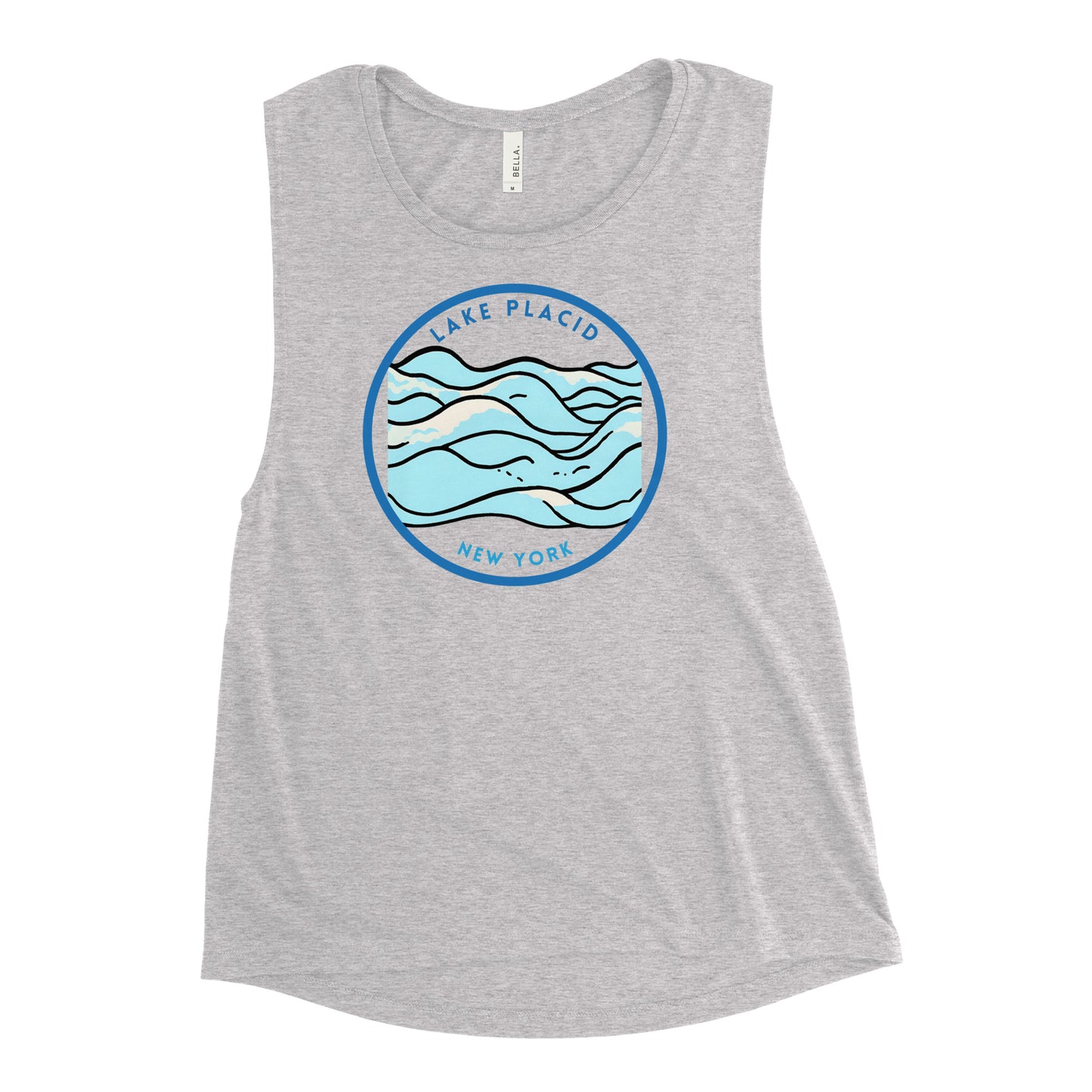 Lake Placid New York Freshwater Waves Ladies’ Muscle Tank