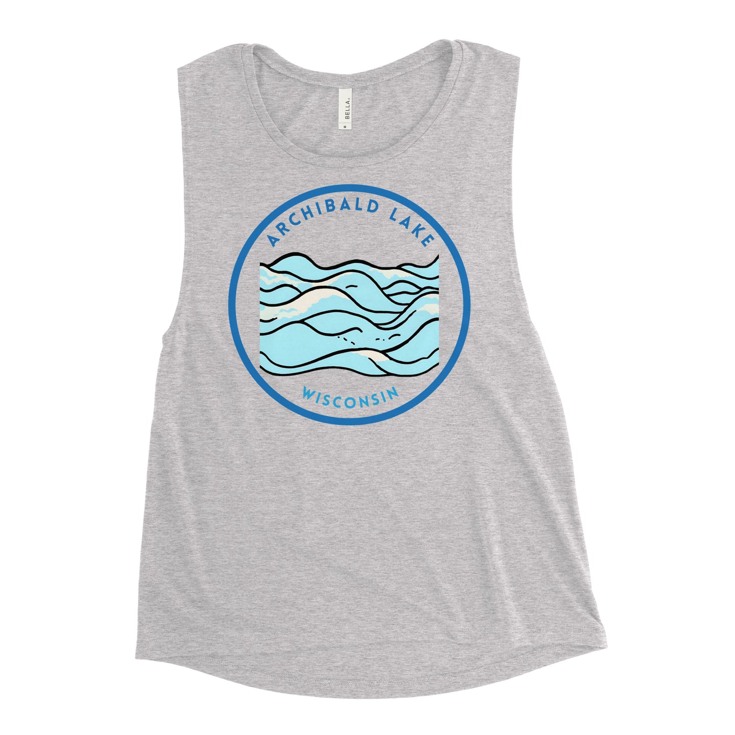 Archibald Lake Wisconsin Freshwater Waves Ladies’ Muscle Tank