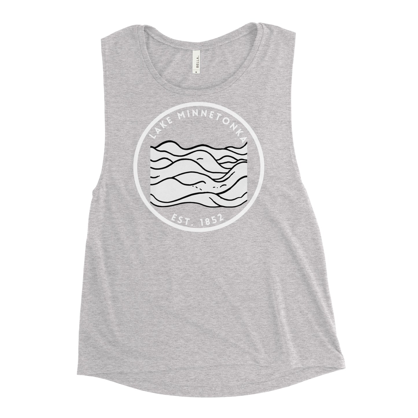 Lake Minnetonka Minnesota Freshwater Waves BW Ladies’ Muscle Tank