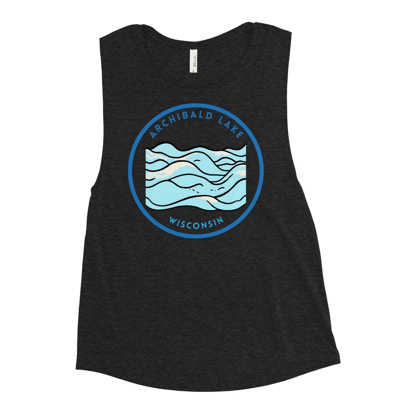 Archibald Lake Wisconsin Freshwater Waves Ladies’ Muscle Tank