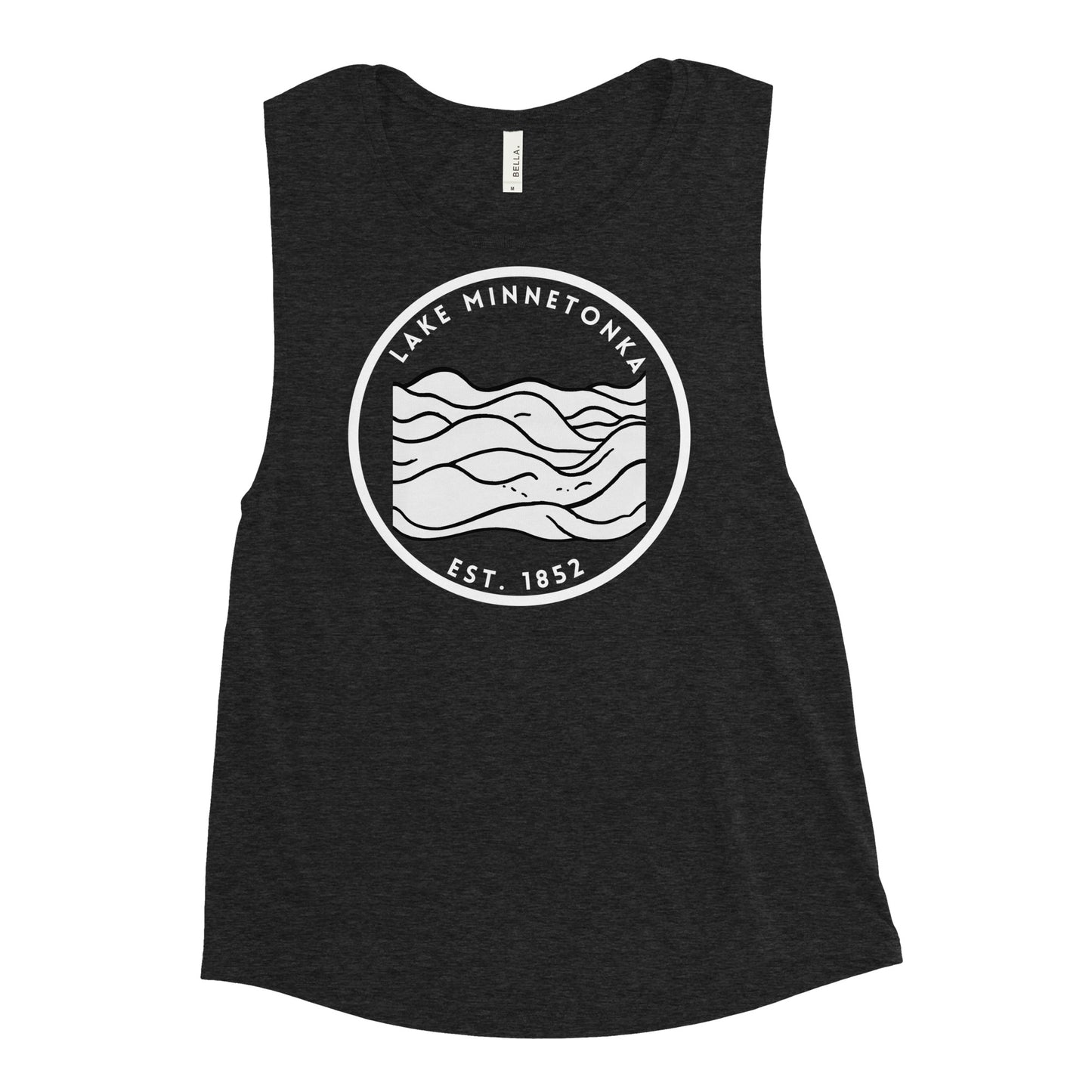 Lake Minnetonka Minnesota Freshwater Waves BW Ladies’ Muscle Tank