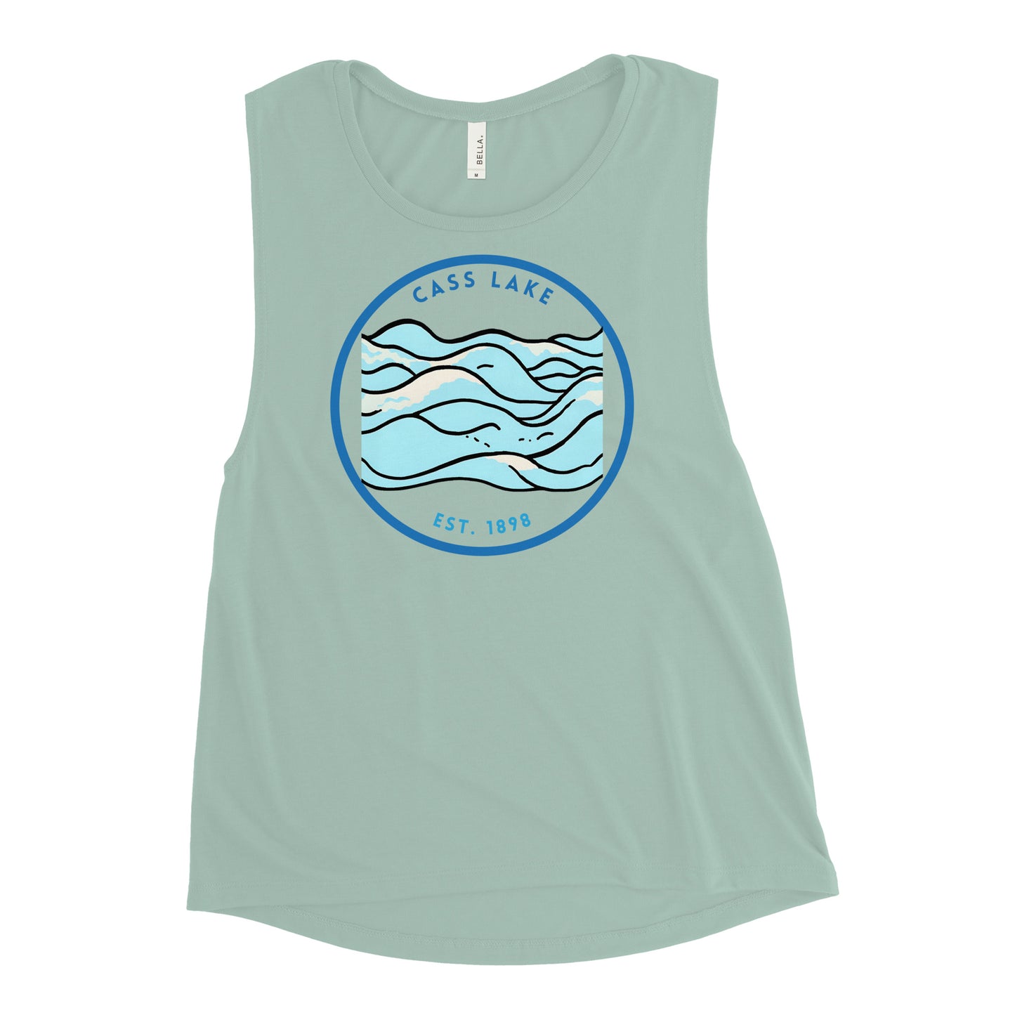 Cass Lake Minnesota Freshwater Waves Ladies’ Muscle Tank