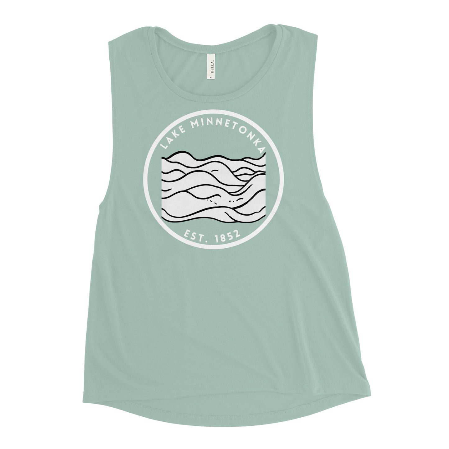 Lake Minnetonka Minnesota Freshwater Waves BW Ladies’ Muscle Tank