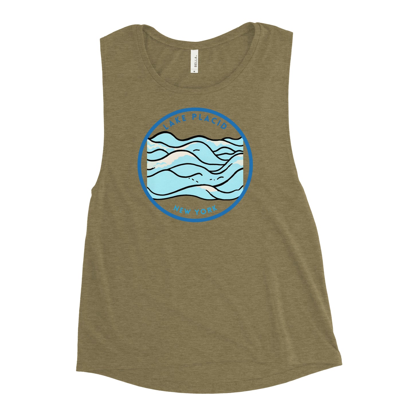 Lake Placid New York Freshwater Waves Ladies’ Muscle Tank