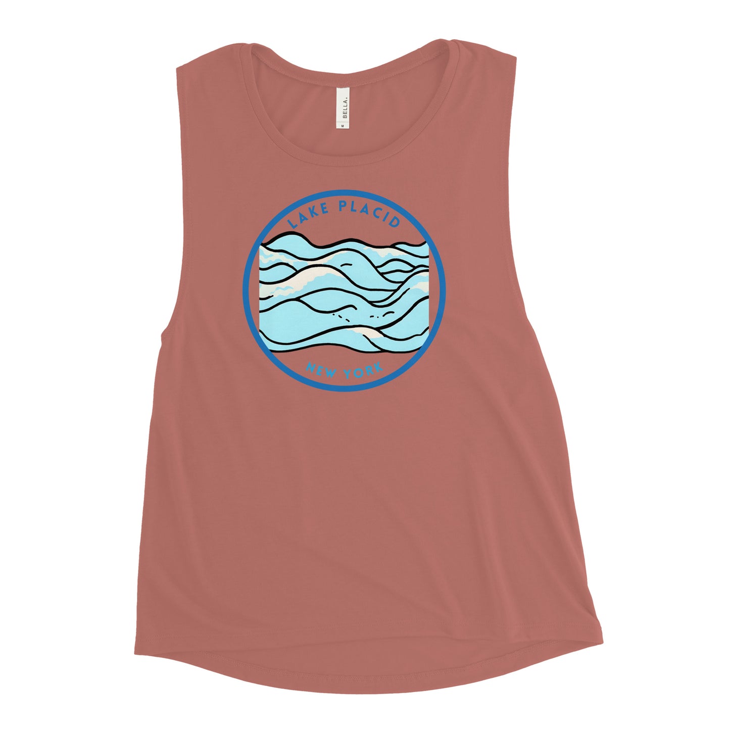 Lake Placid New York Freshwater Waves Ladies’ Muscle Tank