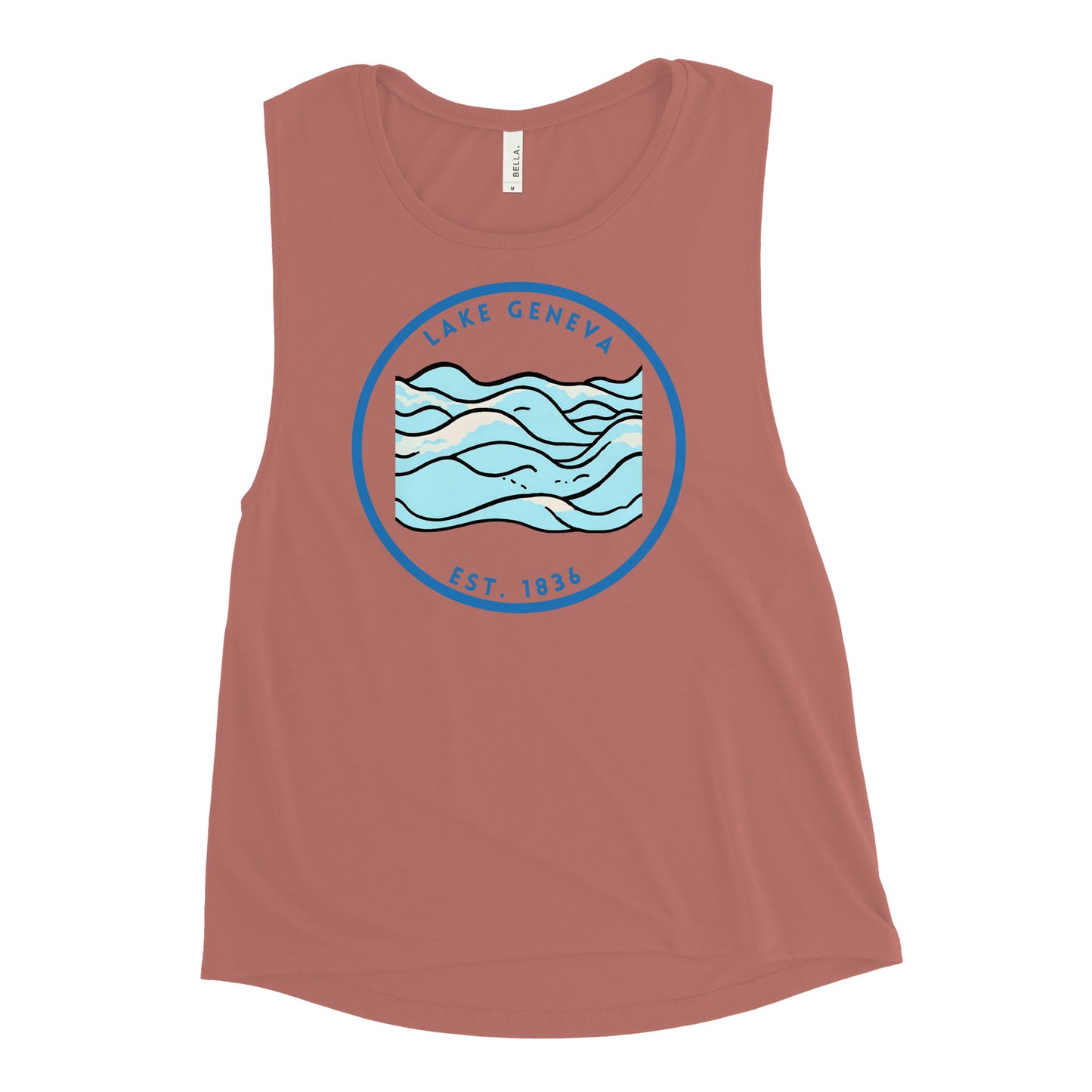 Lake Geneva Wisconsin Freshwater Waves Ladies’ Muscle Tank