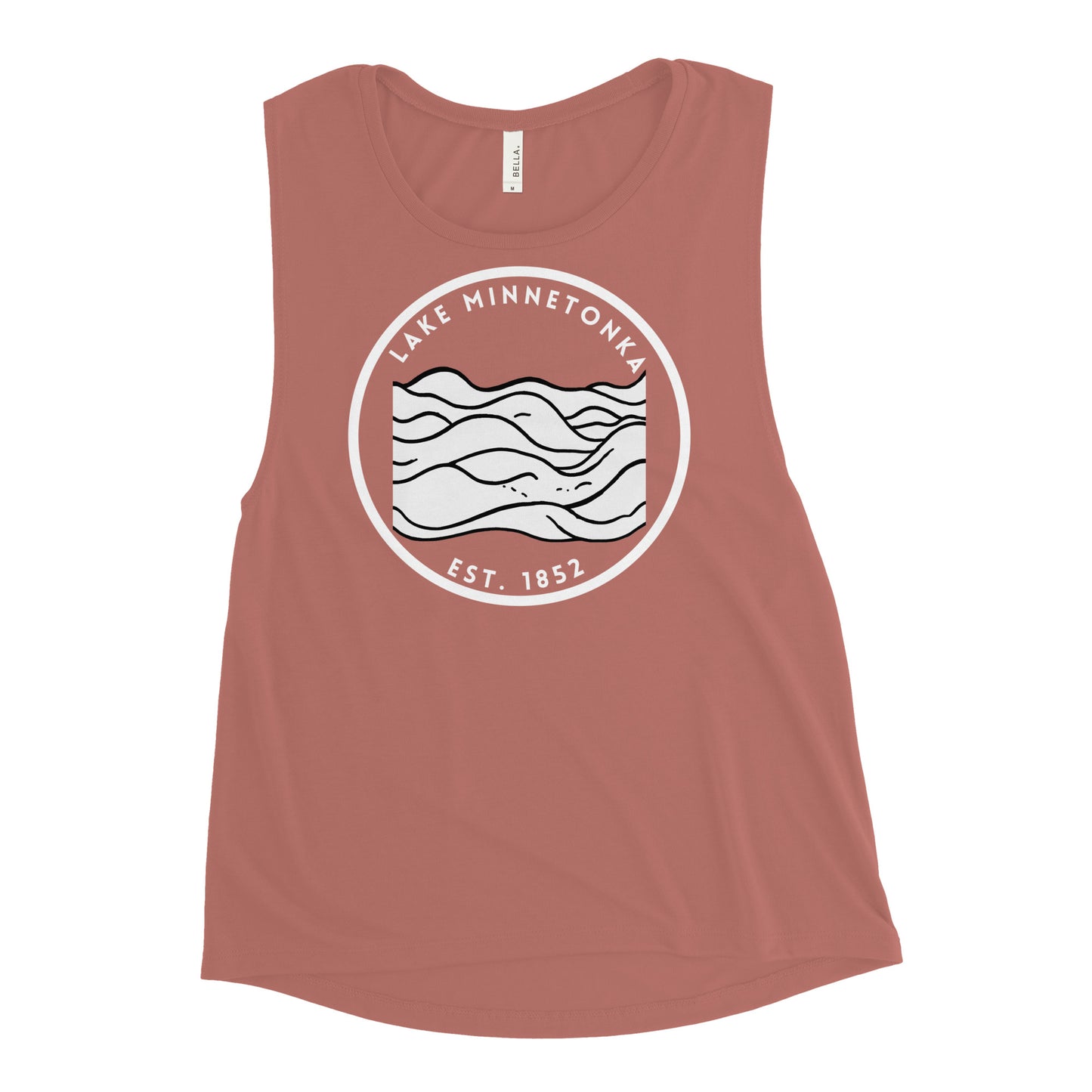 Lake Minnetonka Minnesota Freshwater Waves BW Ladies’ Muscle Tank