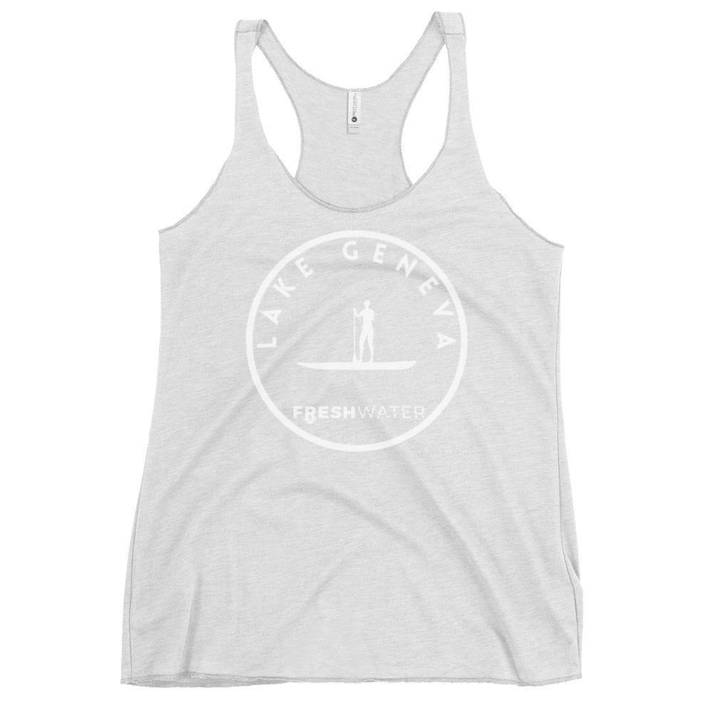 Lake Geneva Wisconsin Freshwater Paddle Women's Racerback Tank