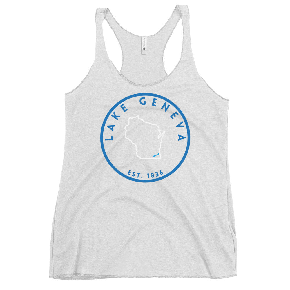 Lake Geneva Wisconsin Freshwater SO Women's Racerback Tank