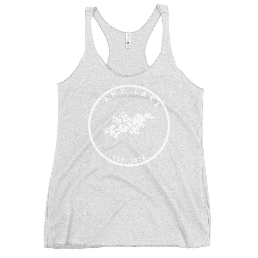 Custom Freshwater Lake Outline Women's Racerback Tank