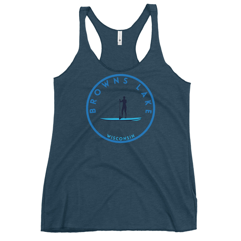Browns Lake Wisconsin Freshwater Paddle Women's Racerback Tank