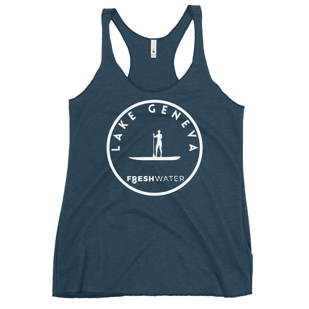 Lake Geneva Wisconsin Freshwater Paddle Women's Racerback Tank
