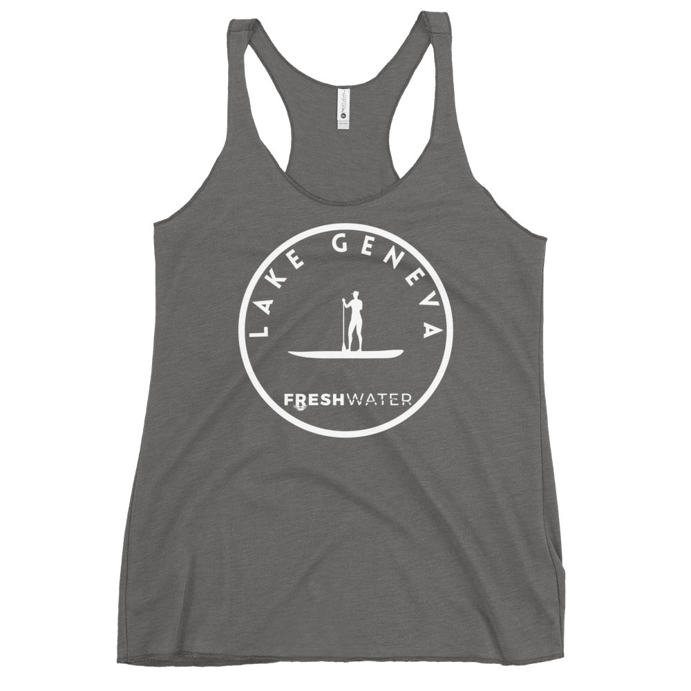 Lake Geneva Wisconsin Freshwater Paddle Women's Racerback Tank