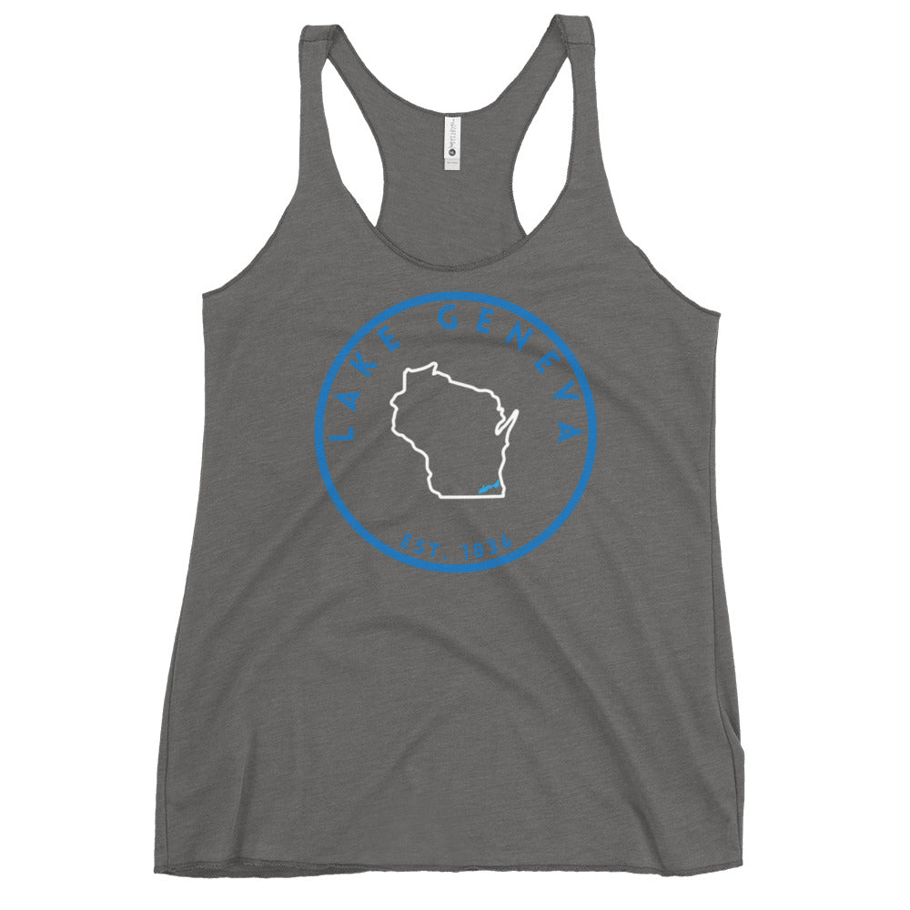 Lake Geneva Wisconsin Freshwater SO Women's Racerback Tank