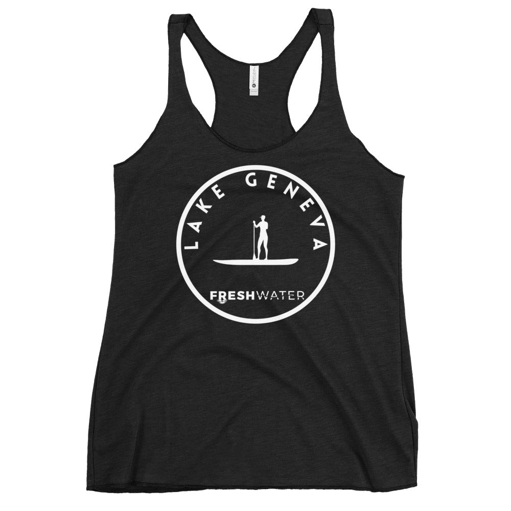 Lake Geneva Wisconsin Freshwater Paddle Women's Racerback Tank