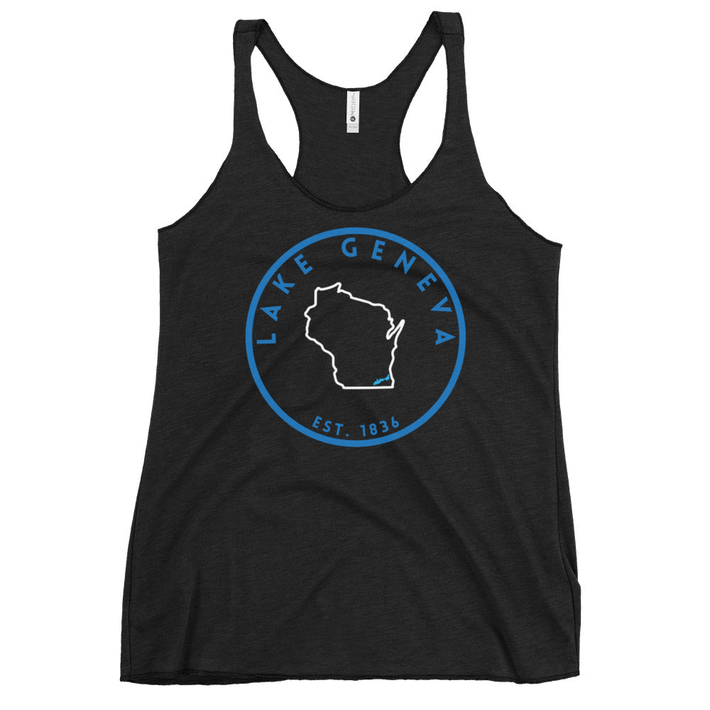 Lake Geneva Wisconsin Freshwater SO Women's Racerback Tank