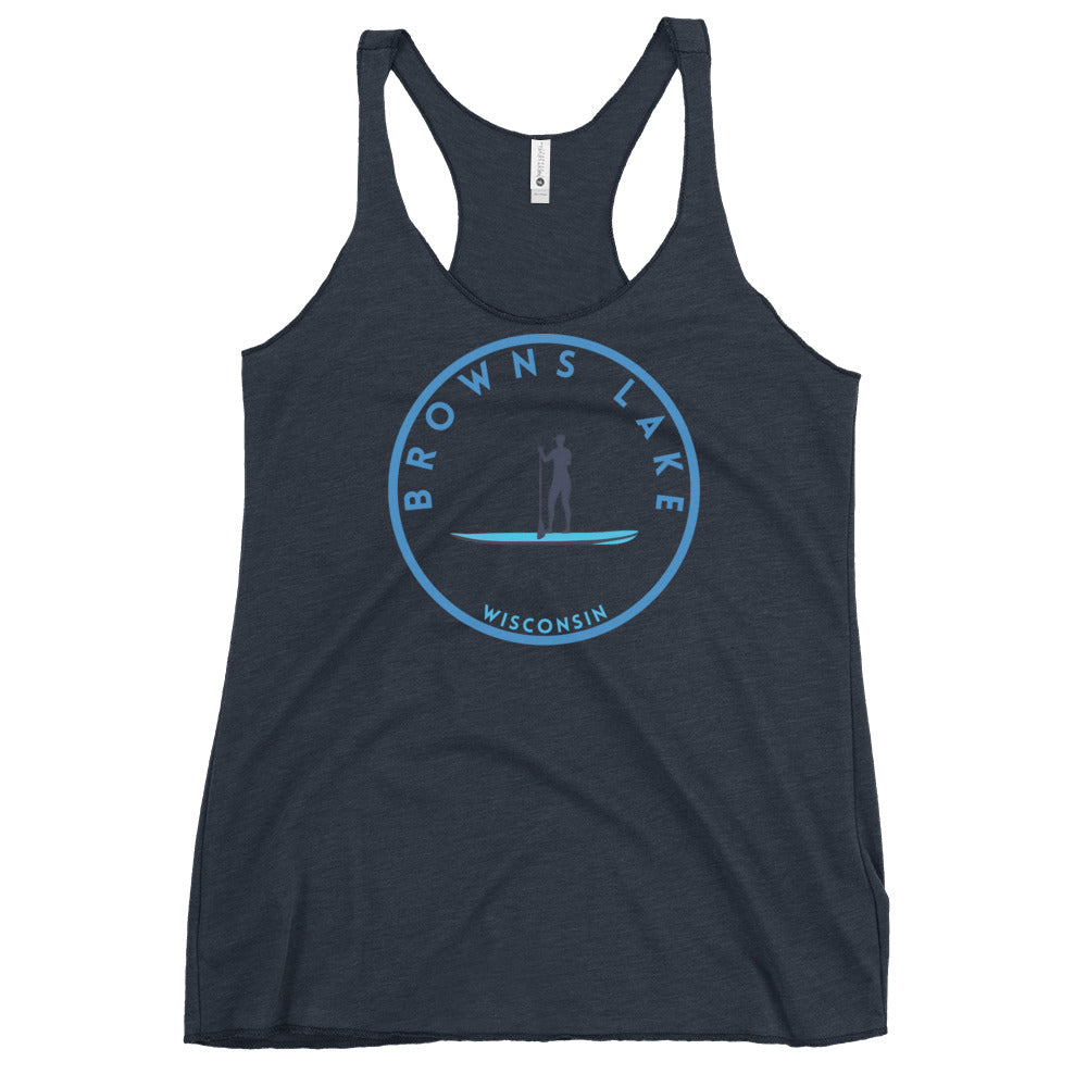 Browns Lake Wisconsin Freshwater Paddle Women's Racerback Tank
