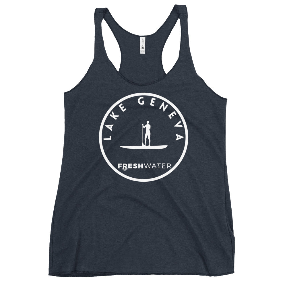 Lake Geneva Wisconsin Freshwater Paddle Women's Racerback Tank