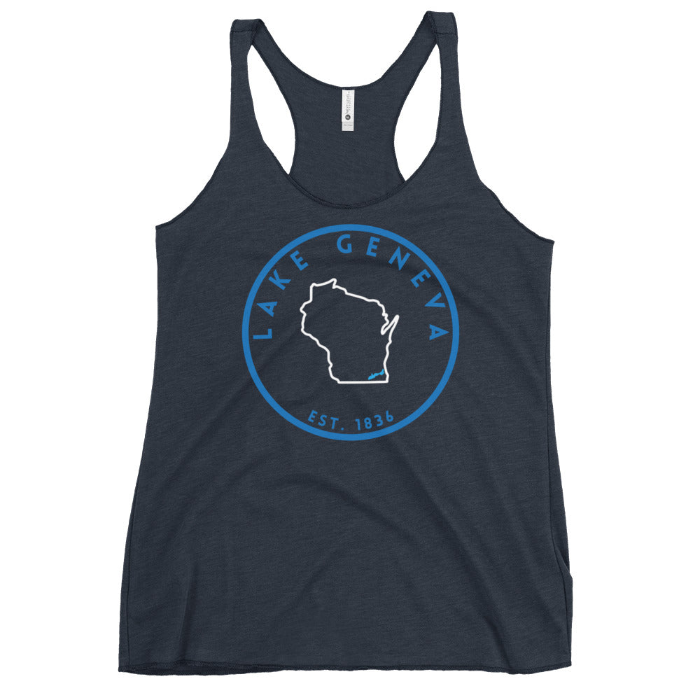 Lake Geneva Wisconsin Freshwater SO Women's Racerback Tank