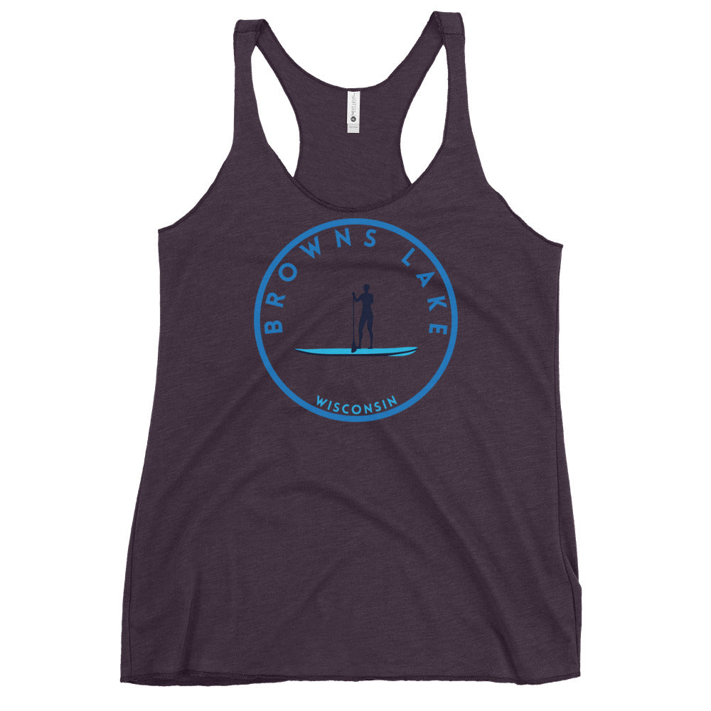Browns Lake Wisconsin Freshwater Paddle Women's Racerback Tank