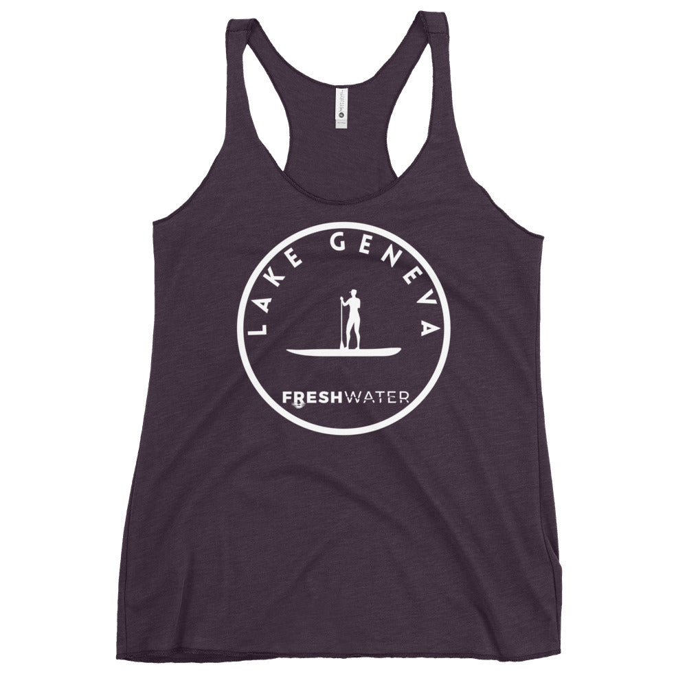 Lake Geneva Wisconsin Freshwater Paddle Women's Racerback Tank