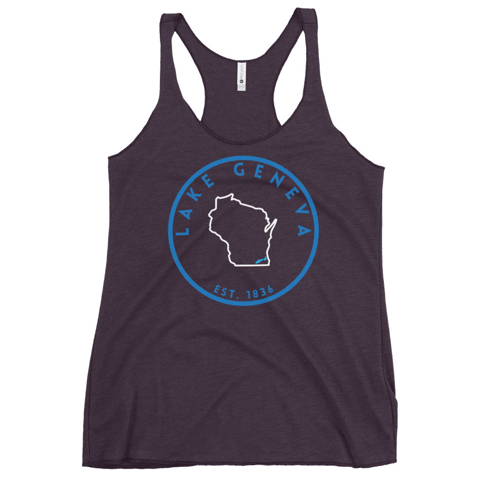 Lake Geneva Wisconsin Freshwater SO Women's Racerback Tank