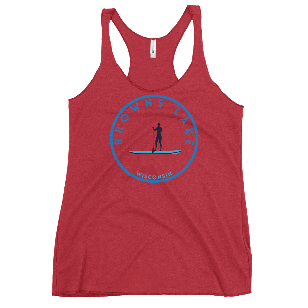 Browns Lake Wisconsin Freshwater Paddle Women's Racerback Tank