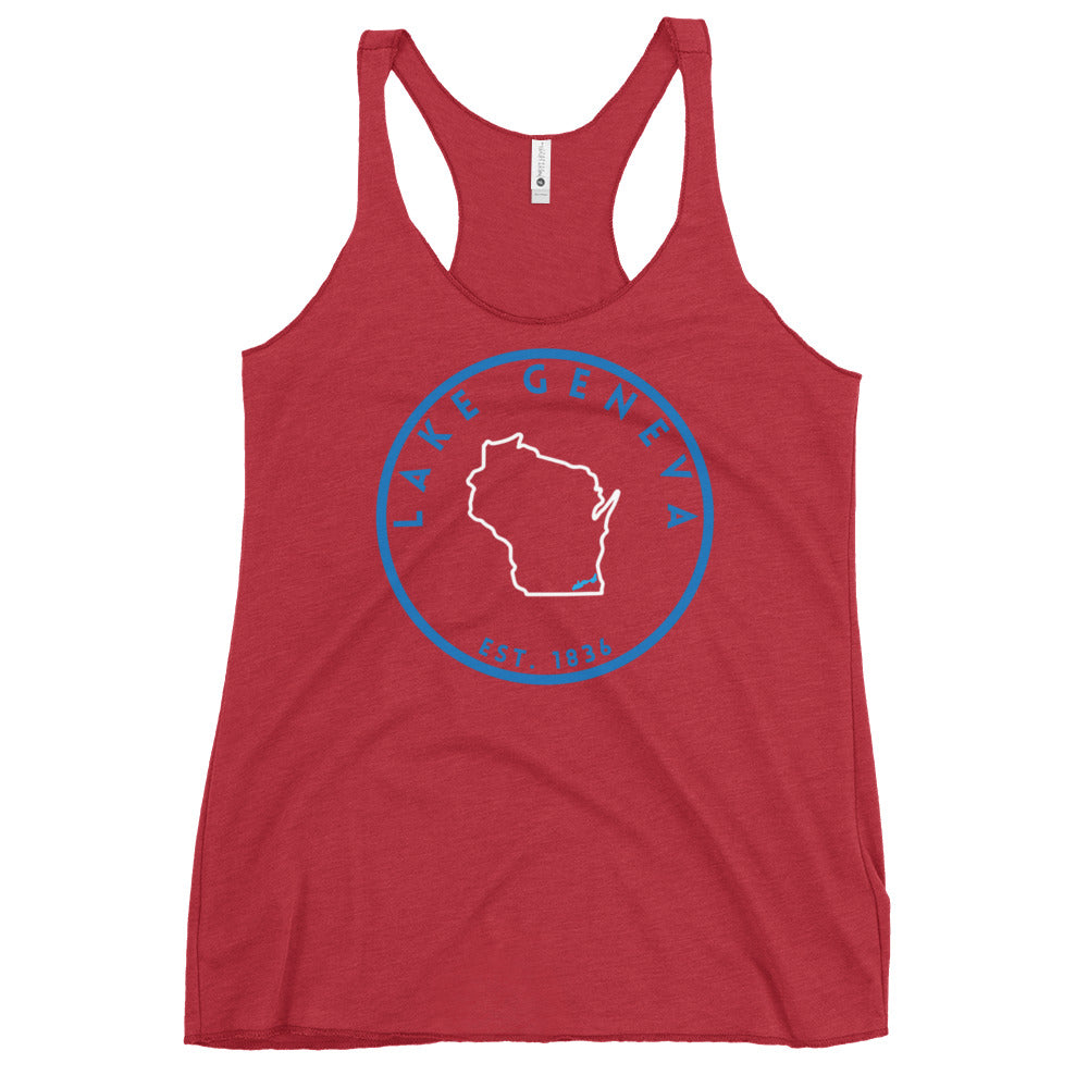 Lake Geneva Wisconsin Freshwater SO Women's Racerback Tank