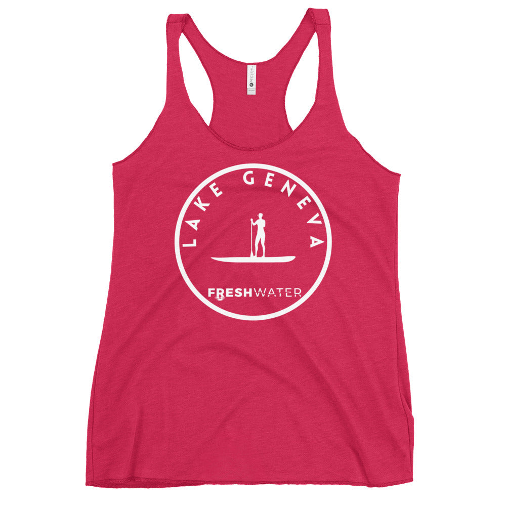 Lake Geneva Wisconsin Freshwater Paddle Women's Racerback Tank
