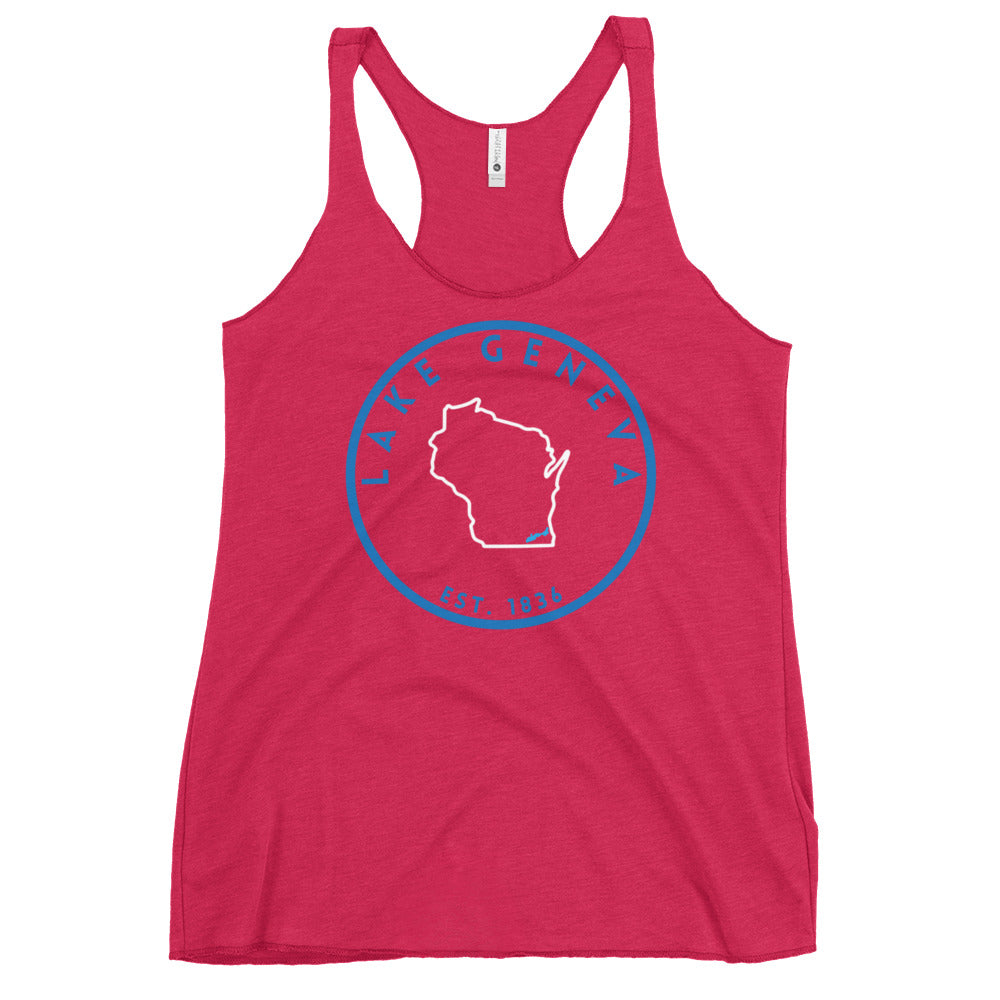 Lake Geneva Wisconsin Freshwater SO Women's Racerback Tank