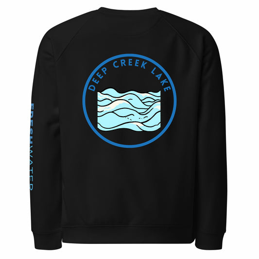 Deep Creek Lake organic raglan sweatshirt