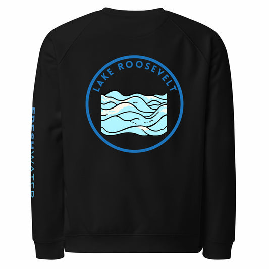 Lake Roosevelt organic raglan sweatshirt