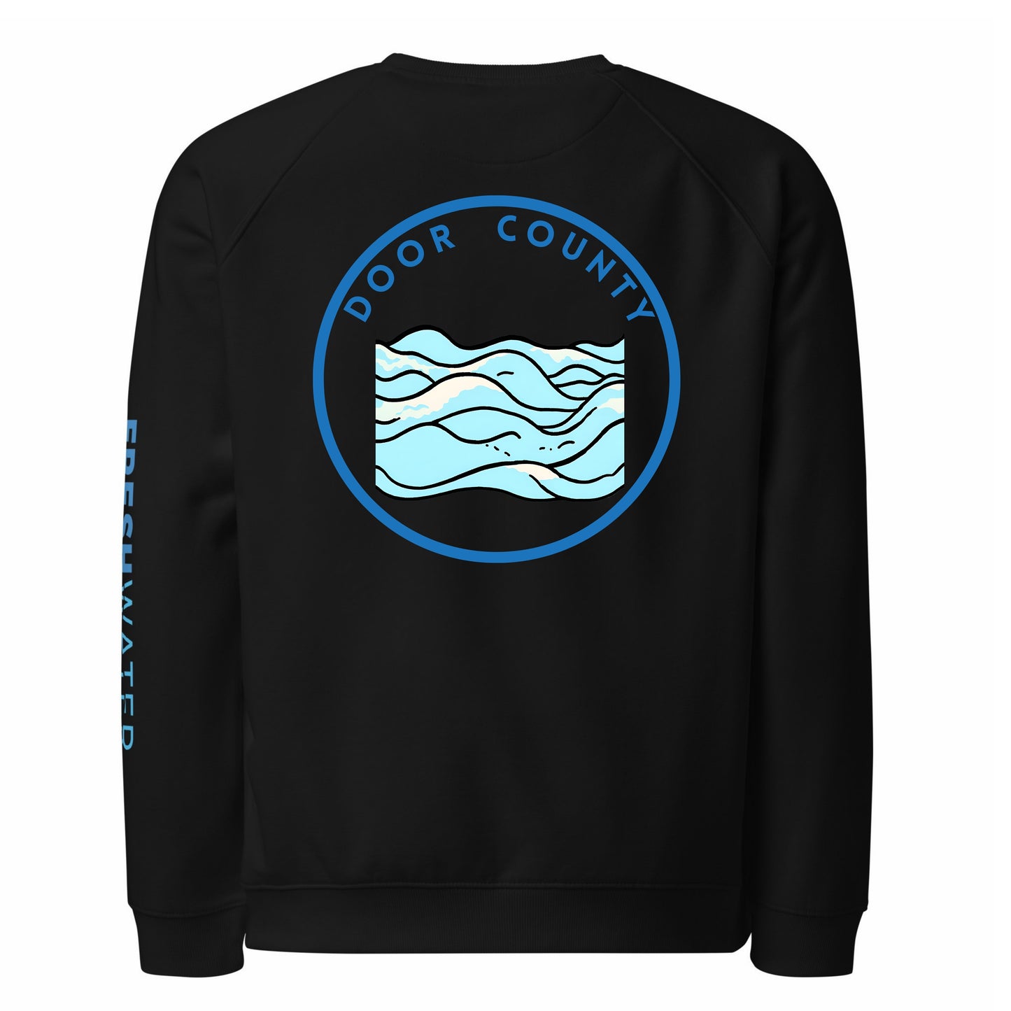 Door County organic raglan sweatshirt