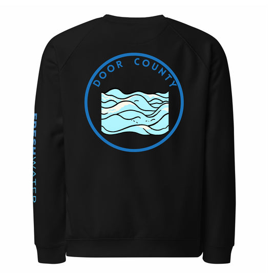 Door County organic raglan sweatshirt