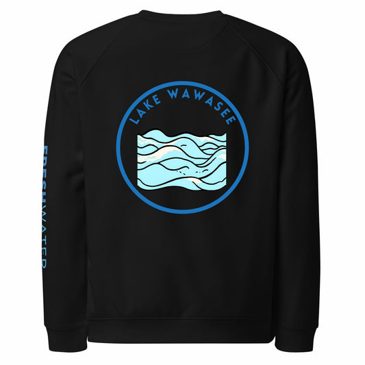 Lake Wawasee organic raglan sweatshirt
